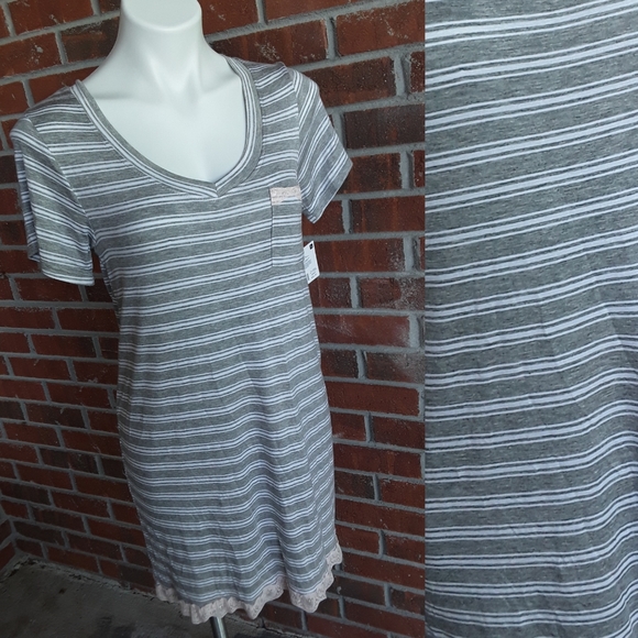 Marilyn Monroe Gray & White Striped Tshirt Dress - Picture 1 of 4